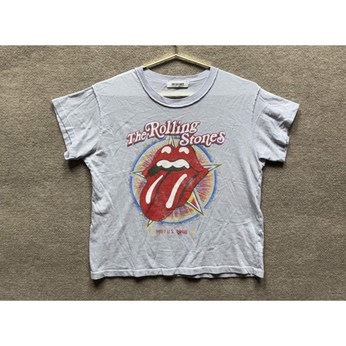 Daydreamer Short Sleeve T-Shirt Women Small Light Blue Rolling Stones Crew Euc
